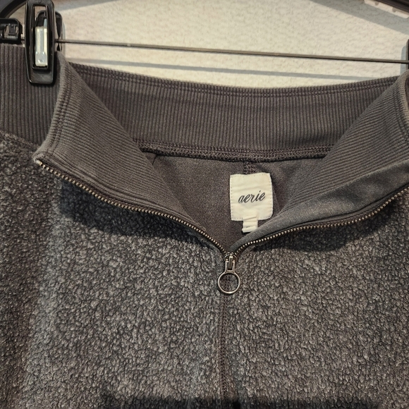 Aerie Gray Cozy Fleece Jogger Zipper Front Medium - Picture 7 of 9